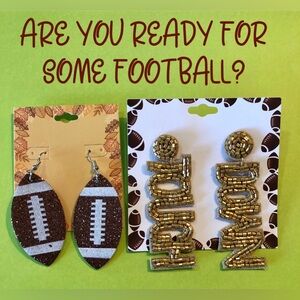 Footbal Earrings - Set of two pairs!! Footballs and the words TOUCH DOWN! NWTs!!